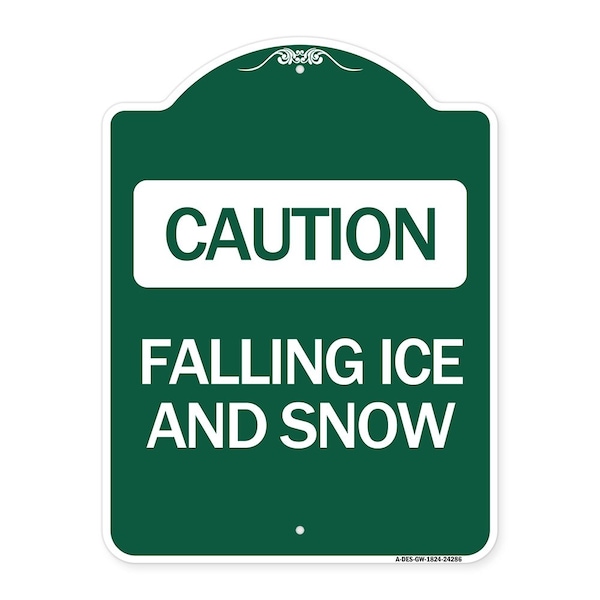 Signmission Designer Series Falling Ice and Snow, Green & White Aluminum Sign, 18" H, GW-1824-24286 A-DES-GW-1824-24286 - main